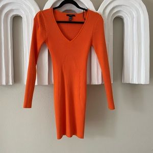 Long sleeve orange knit dress